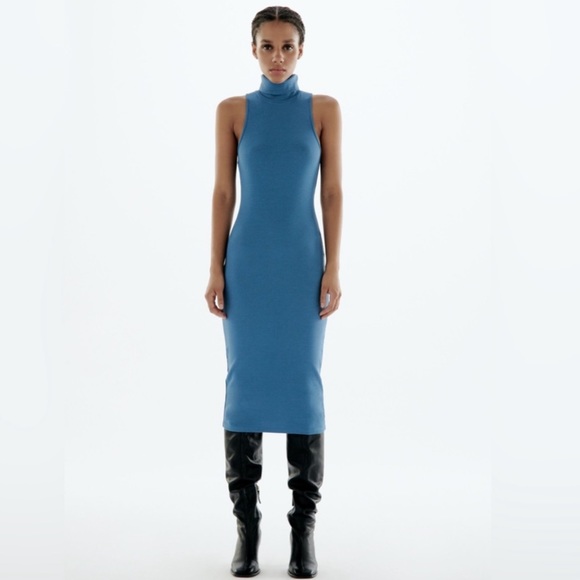 🆕 ZARA Ribbed Stretchy Dress High Neckline Style. NWT - Picture 8 of 10